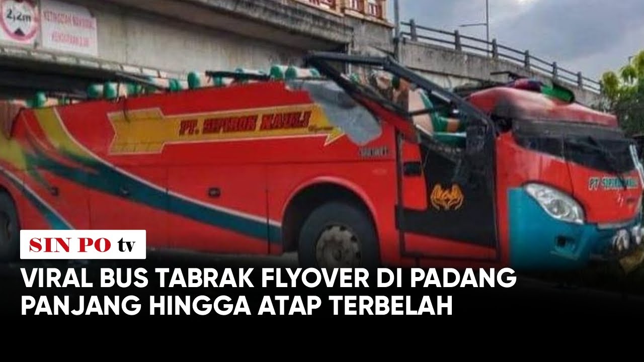 Viral Bus Tabrak Flyover di Padang Panjang hingga Atap Terbelah