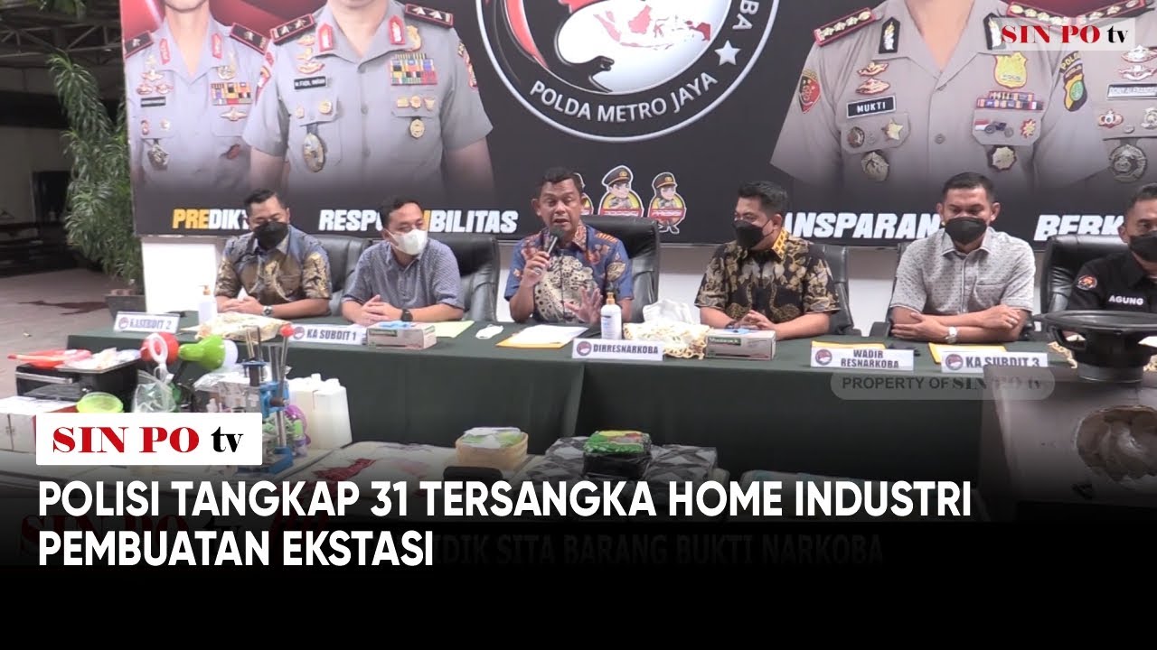 Polisi Tangkap 31 Tersangka Home Industri Pembuatan Ekstasi