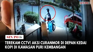 Terekam CCTV! Aksi Curanmor Di Depan Kedai Kopi Di Kawasan Puri Kembangan