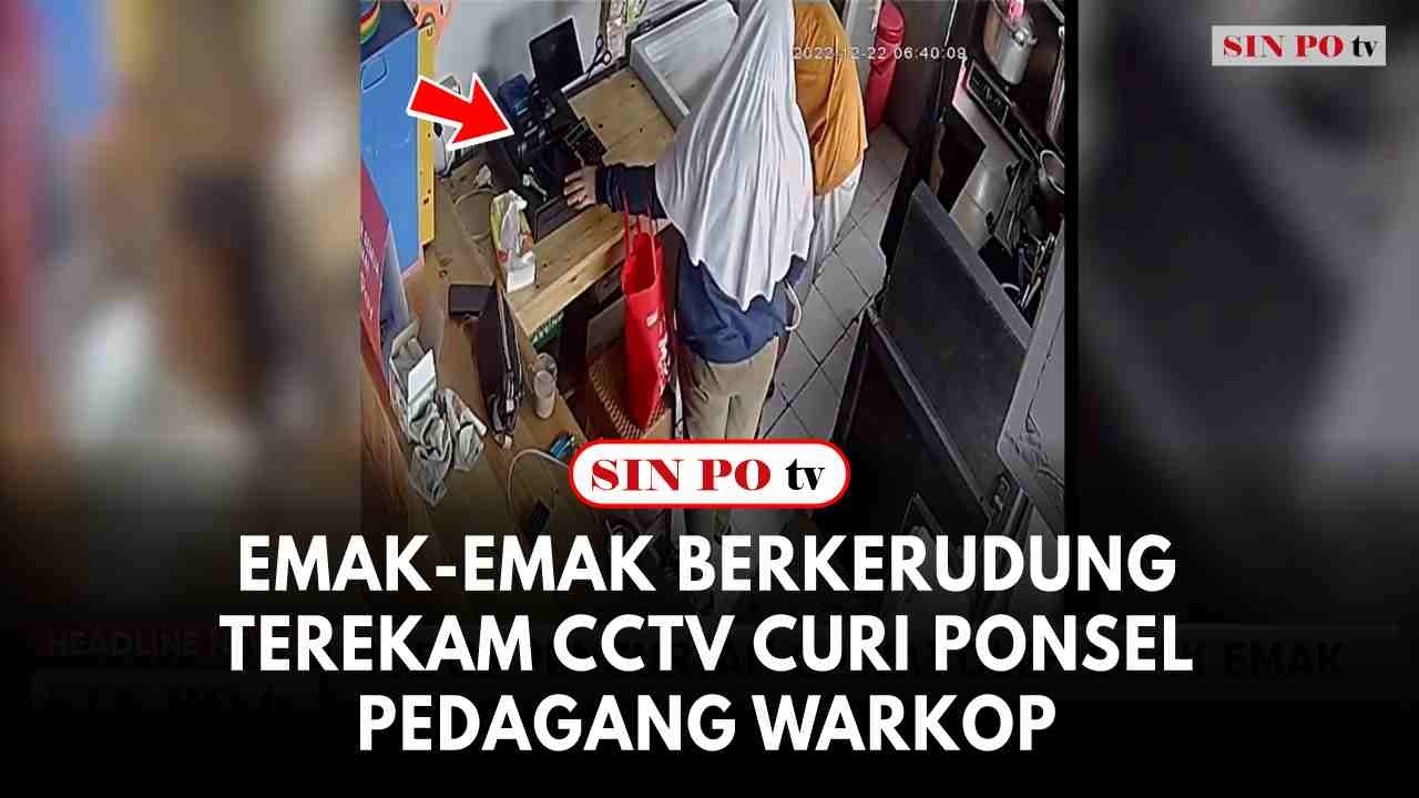 Emak-Emak Berkerudung Terekam CCTV Curi Ponsel Pedagang Warkop