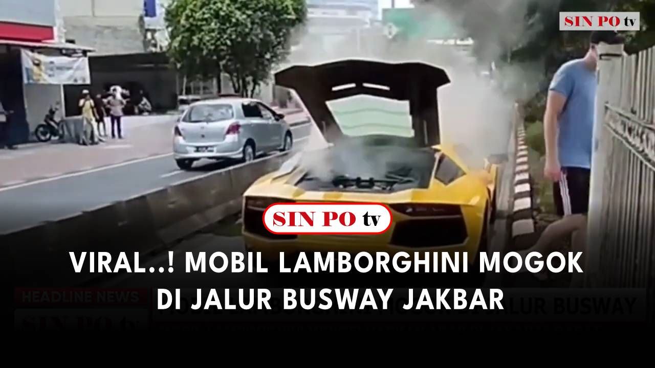 Viral..! Mobil Lamborghini Mogok Di Jalur Busway Jakbar