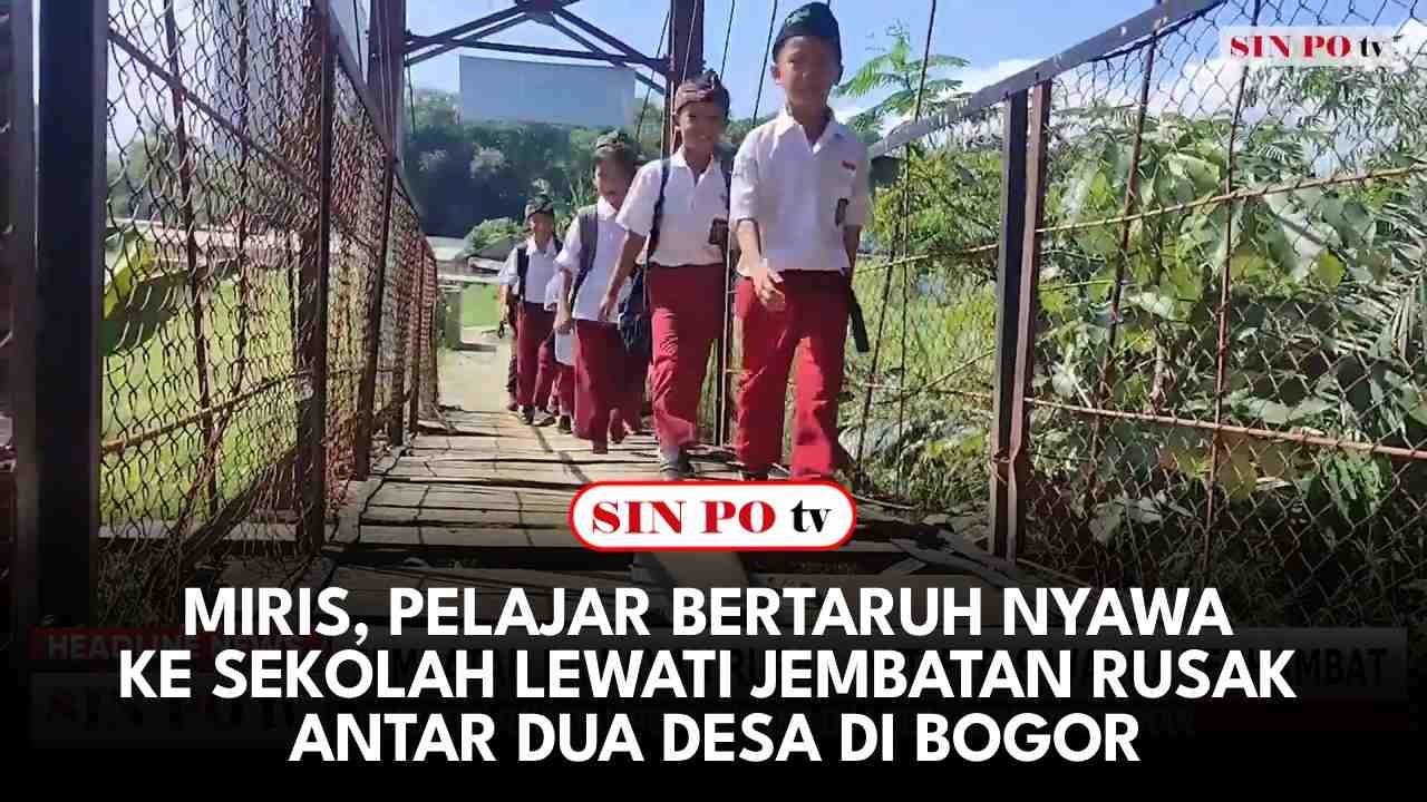 Miris, Pelajar Bertaruh Nyawa Ke Sekolah Lewati Jembatan Rusak Antar Dua Desa Di Bogor