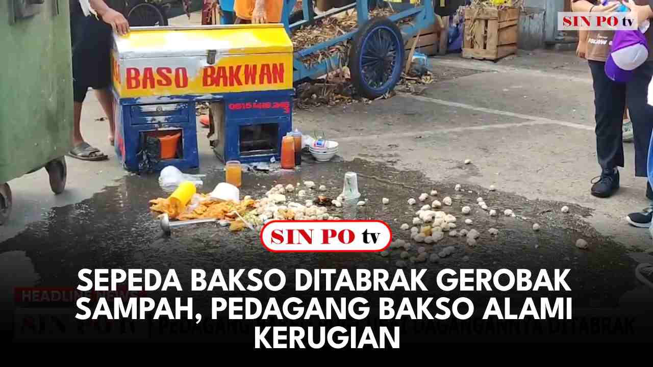 Sepeda Bakso Ditabrak Gerobak Sampah, Pedagang Bakso Alami Kerugian