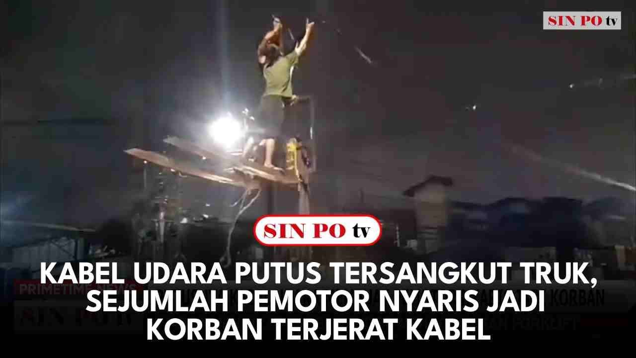 Kabel Udara Putus Tersangkut Truk, Sejumlah Pemotor Nyaris Jadi Korban Terjerat Kabel