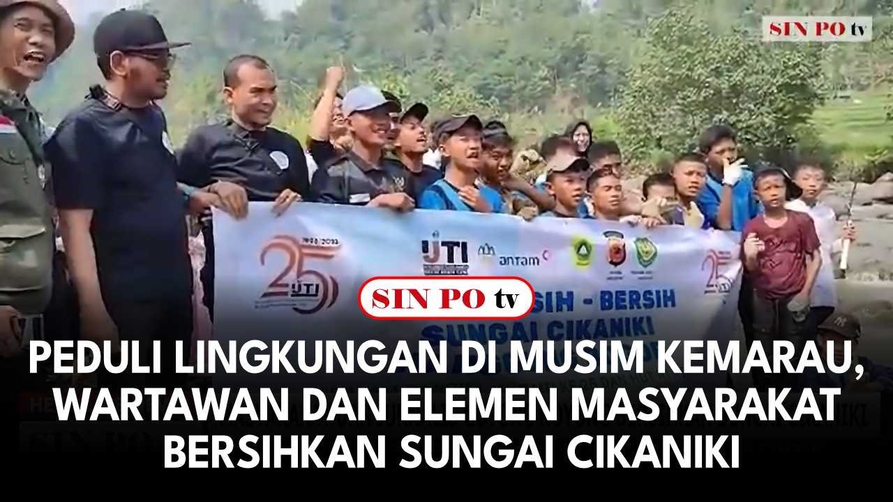 Peduli Lingkungan Di Musim Kemarau, Wartawan Dan Elemen Masyarakat Bersihkan Sungai Cikaniki