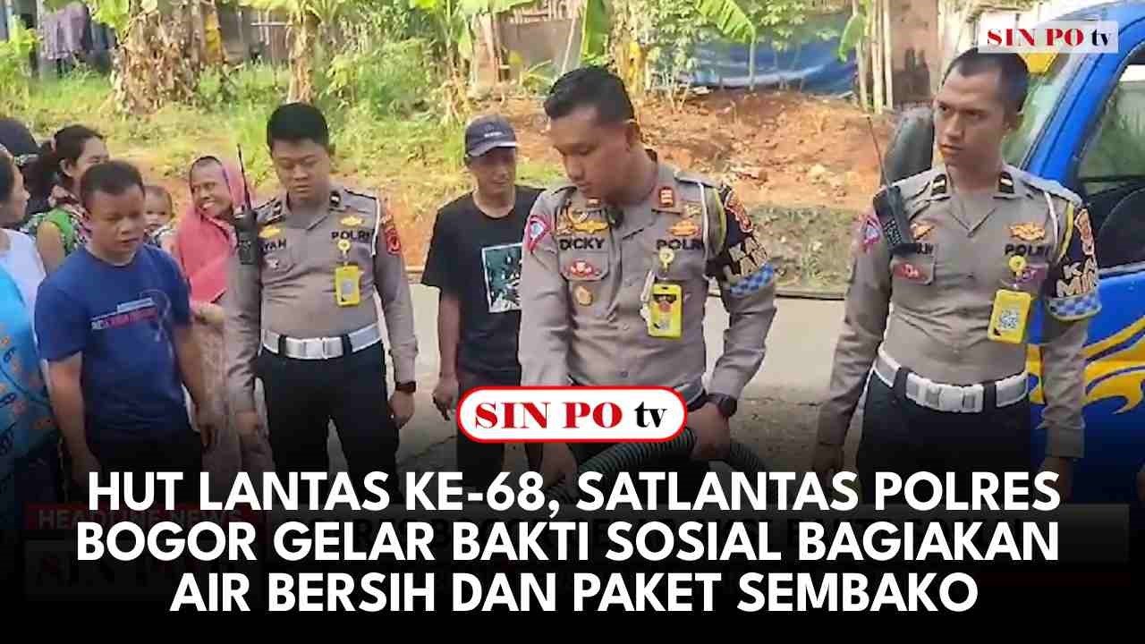 HUT Lantas Ke-68, Satlantas Polres Bogor Gelar Bakti Sosial Bagiakan Air Bersih dan Paket Sembako