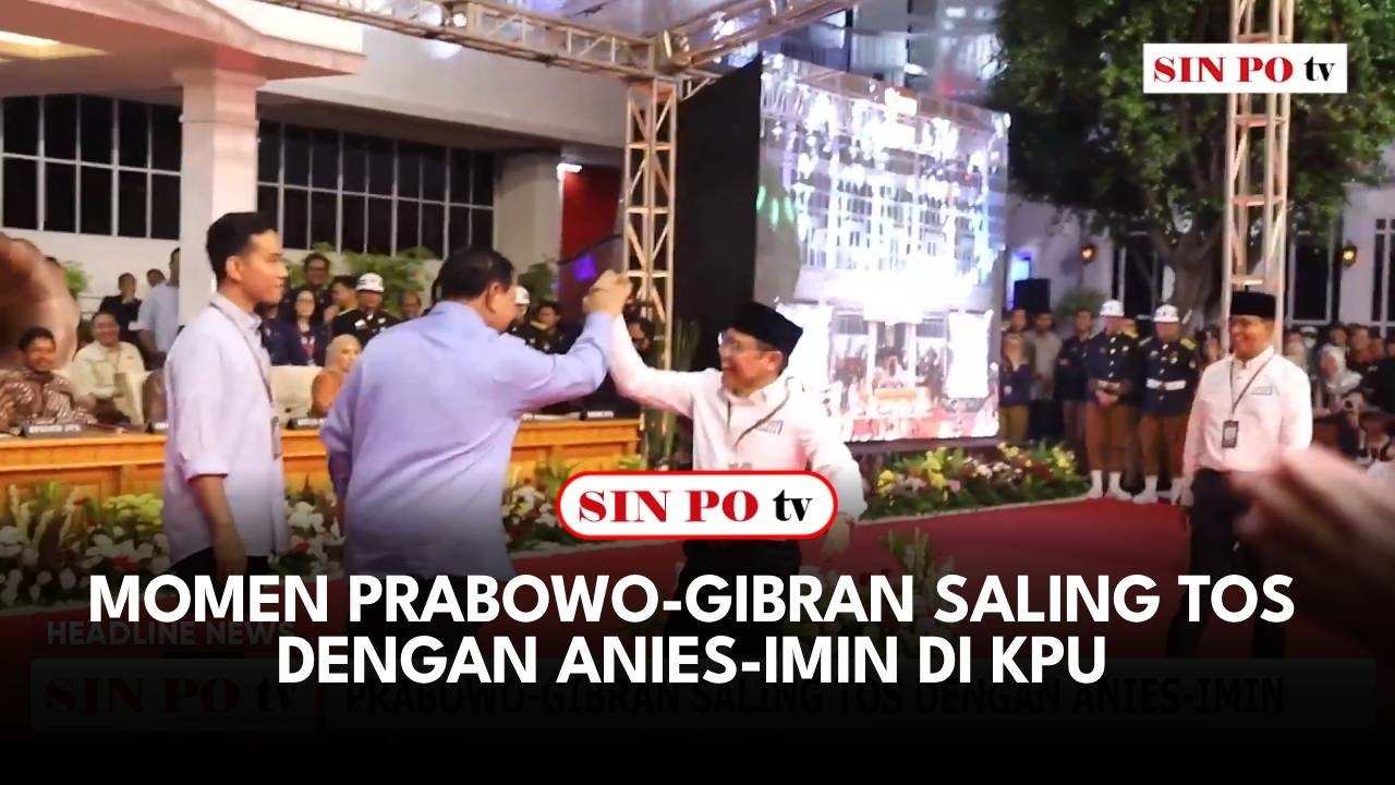 Momen Prabowo-Gibran Saling Tos Dengan Anies-Imin Di KPU