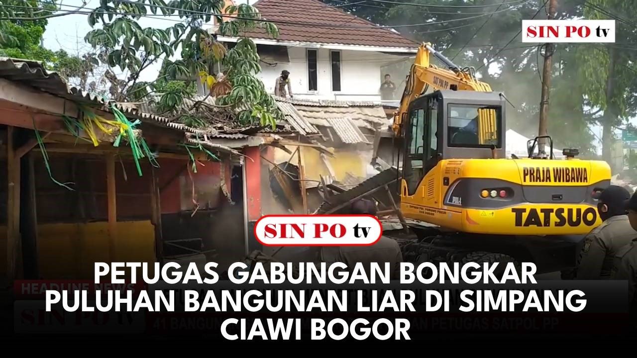 Petugas Gabungan Bongkar Puluhan Bangunan Liar Di Simpang Ciawi Bogor