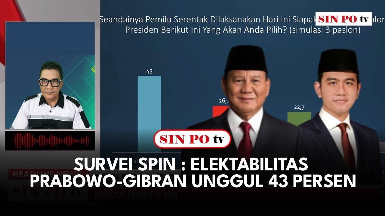 Survei SPIN: Elektabilitas Prabowo-Gibran Unggul 43 Persen