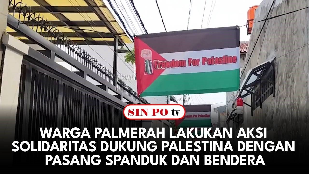 Warga Palmerah Lakukan Aksi Solidaritas Dukung Palestina dengan Pasang Spanduk dan Bendera