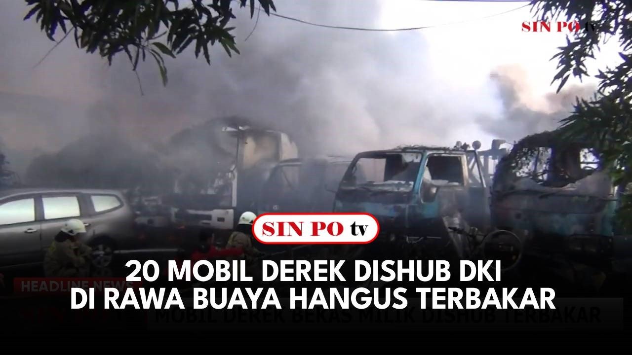 20 Mobil Derek Dishub DKI di Rawa Buaya Hangus Terbakar