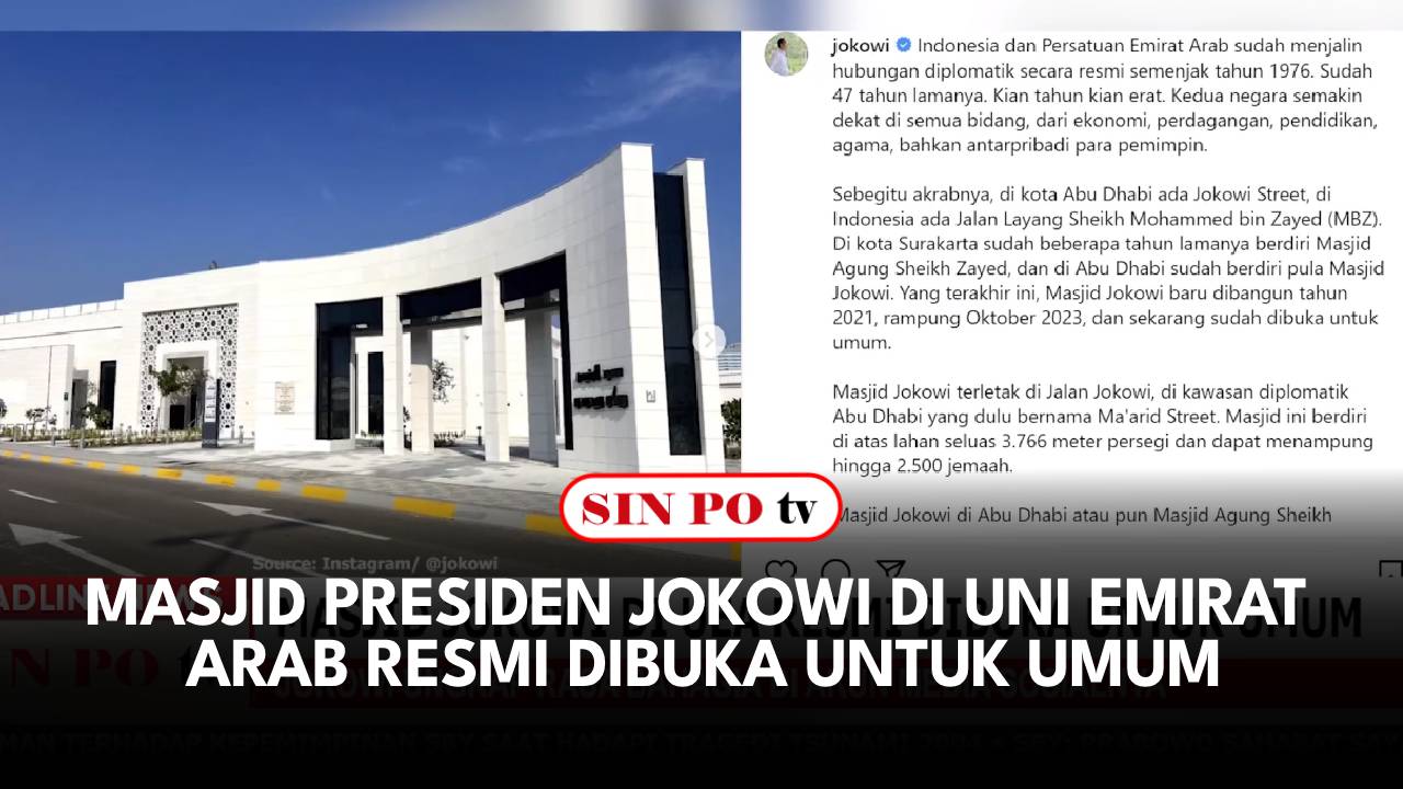Masjid Presiden Jokowi Di Uni Emirat Arab Resmi Dibuka Untuk Umum