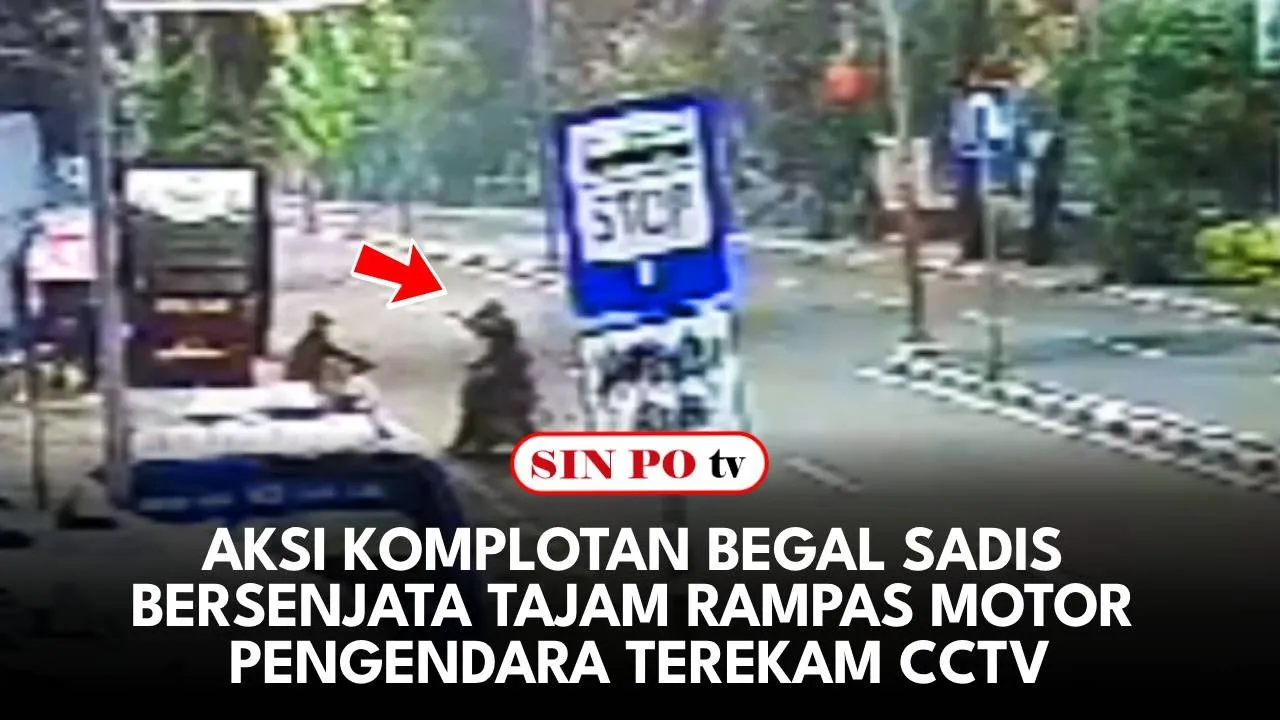 Aksi Komplotan Begal Sadis Bersenjata Tajam Rampas Motor Pengendara Terekam CCTV