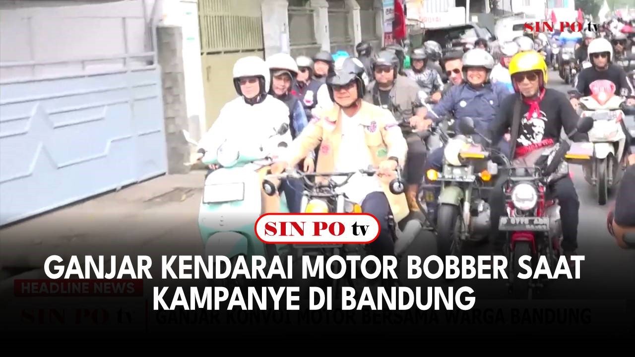 Ganjar Kendarai Motor Bobber Saat Kampanye Di Bandung