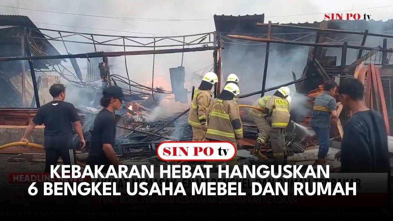 Kebakaran Hebat Hanguskan 6 Bengkel Usaha Mebel dan Rumah