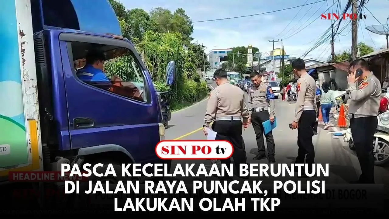 Pasca Kecelakaan Beruntun Di Jalan Raya Puncak, Polisi Lakukan Olah TKP