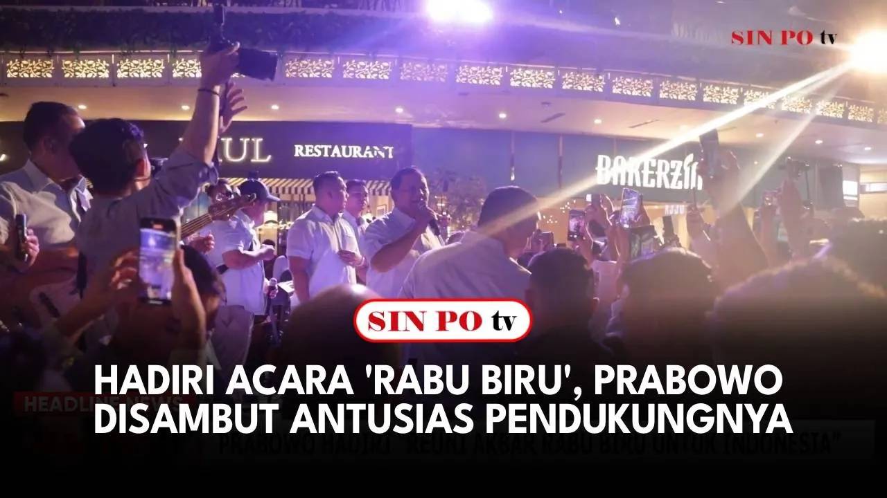 Hadiri Acara 'Rabu Biru', Prabowo Disambut Antusias Pendukungnya