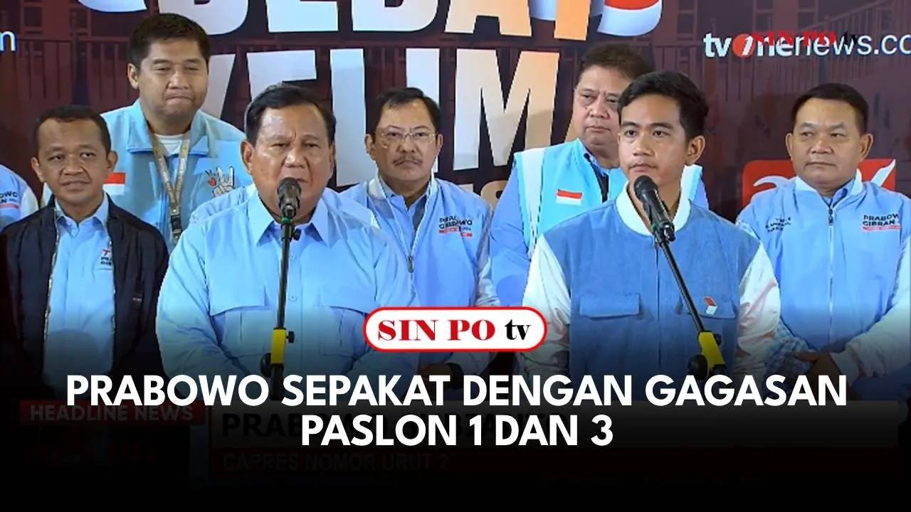 Prabowo Sepakat Dengan Gagasan Paslon 1 Dan 3