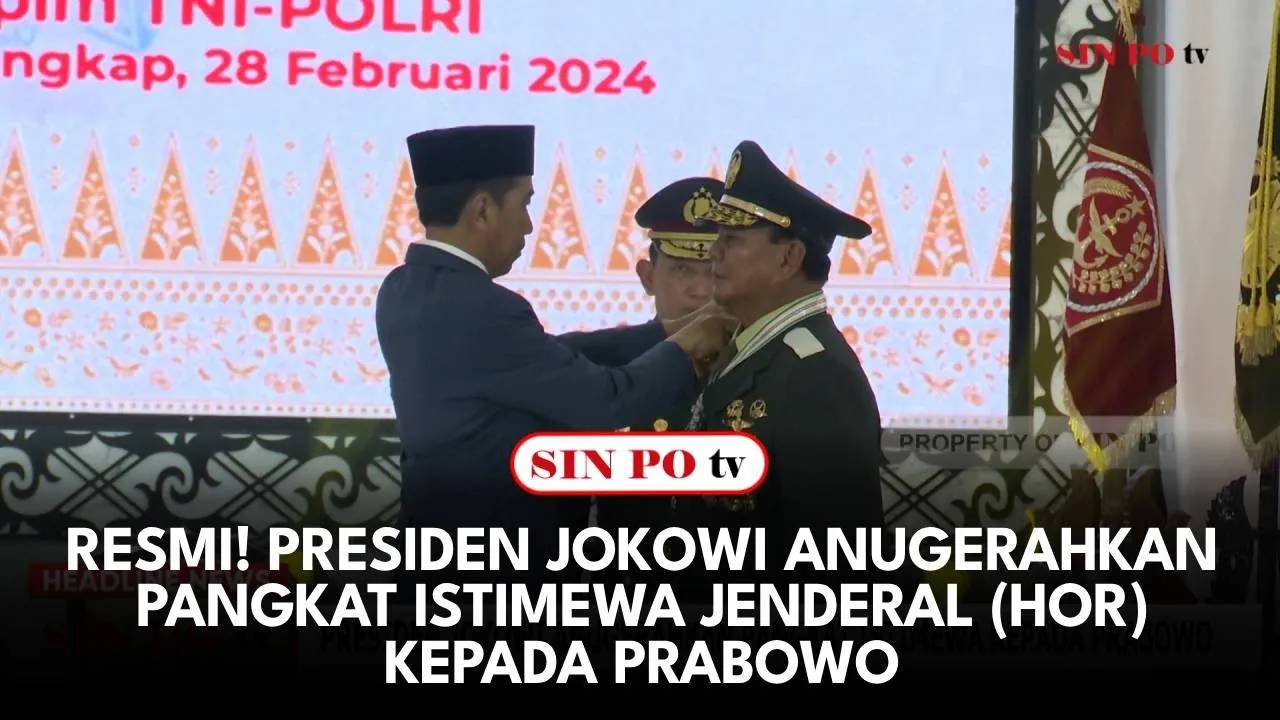 Resmi! Presiden Jokowi Anugerahkan Pangkat Istimewa Jenderal (HOR) Kepada Prabowo