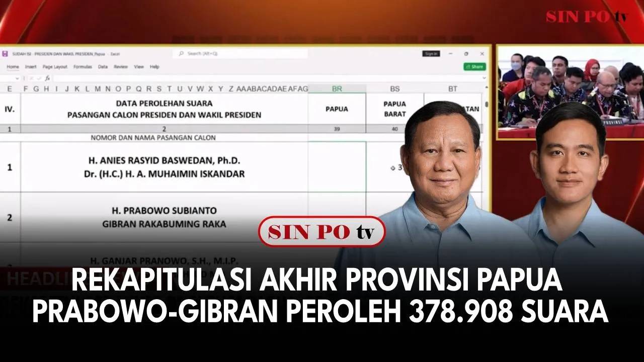 Rekapitulasi Akhir Provinsi Papua, Prabowo-Gibran Peroleh 378.908 Suara