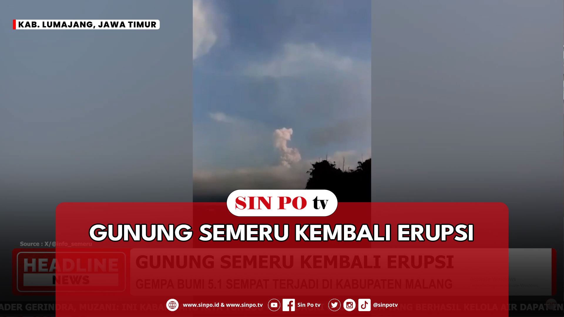 Gunung Semeru Kembali Erupsi