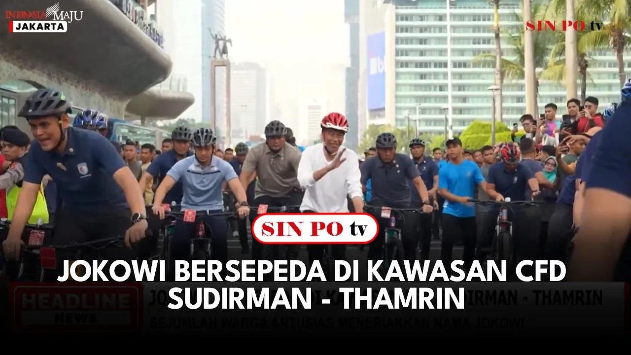Jokowi Bersepeda di Kawasan CFD Sudirman - Thamrin