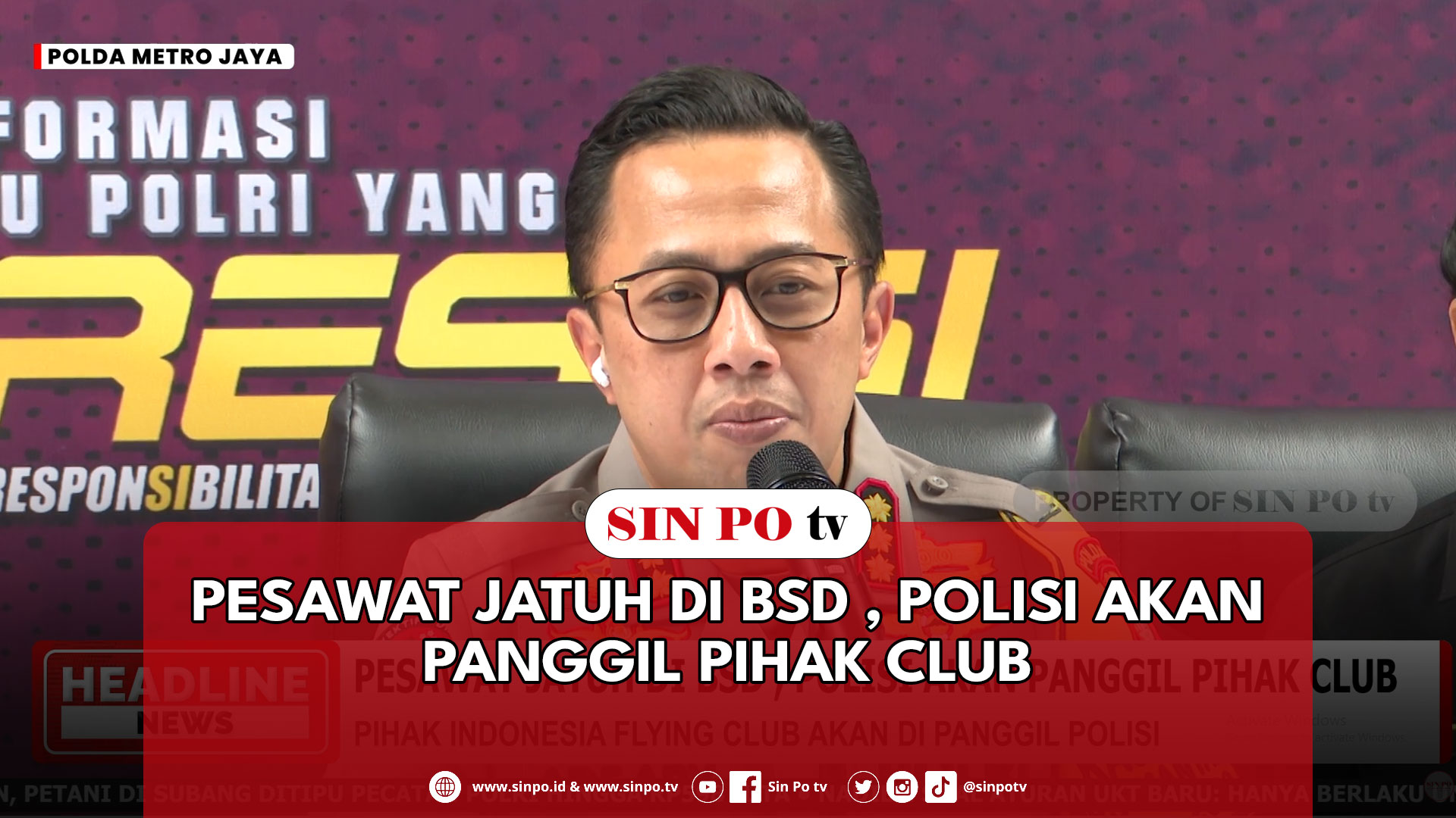 Pesawat Jatuh Di BSD , Polisi Akan Panggil Pihak Club