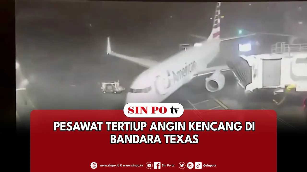 Pesawat Tertiup Angin Kencang Di Bandara Texas