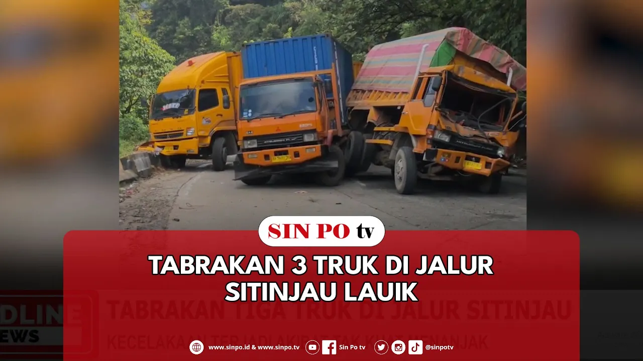 Tabrakan 3 Truk Di Jalur Sitinjau Lauik