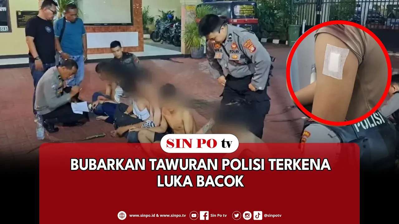 Bubarkan Tawuran Polisi Terkena Luka Bacok