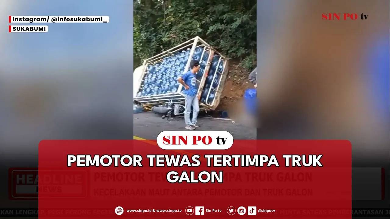 Pemotor Tewas Tertimpa Truk Galon