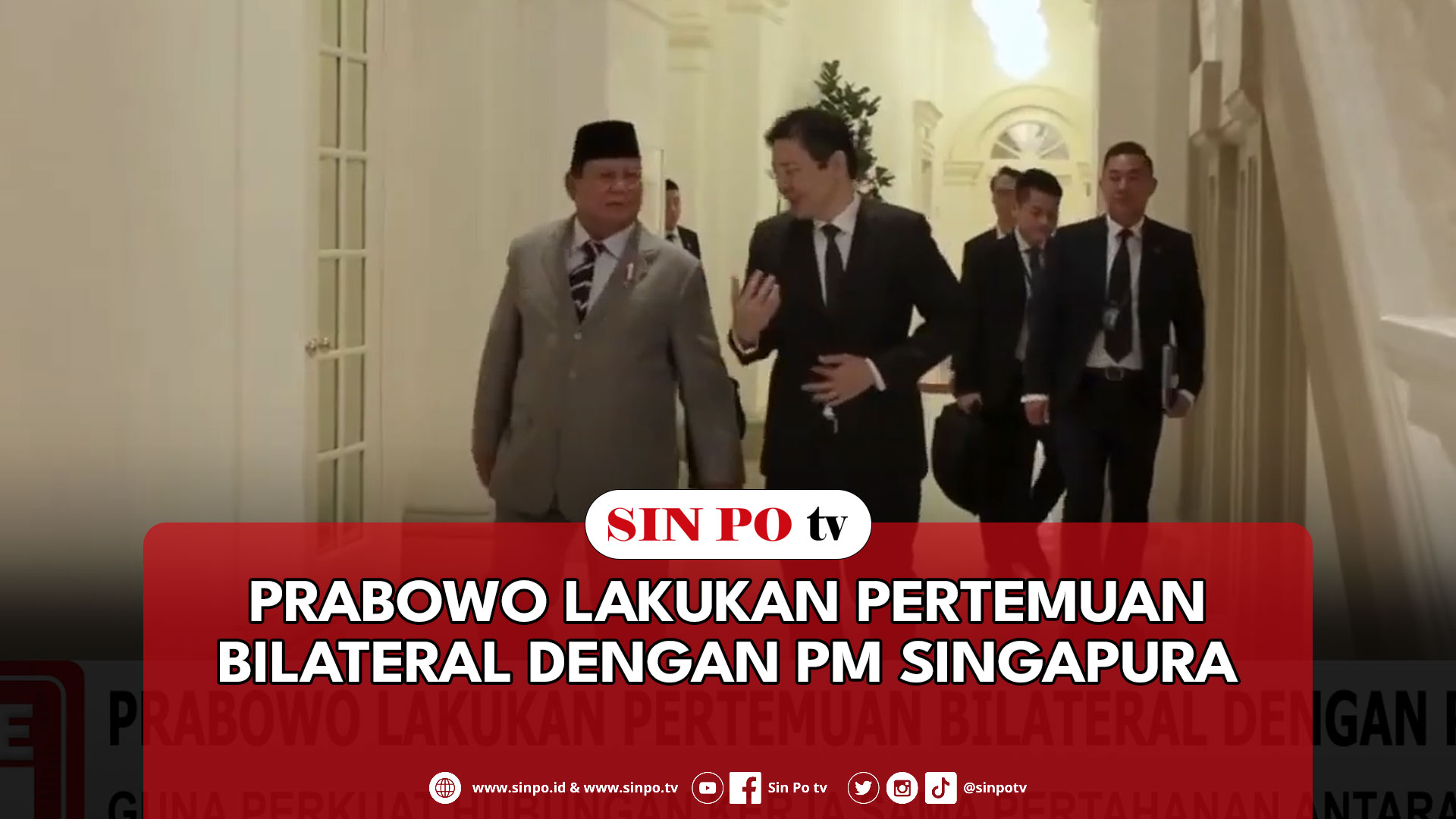Prabowo Lakukan Pertemuan Bilateral Dengan PM Singapura