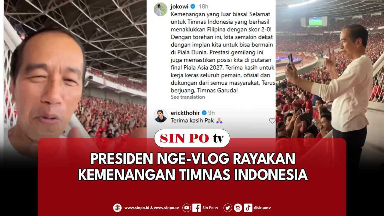 Presiden Nge-Vlog Rayakan Kemenangan Timnas Indonesia