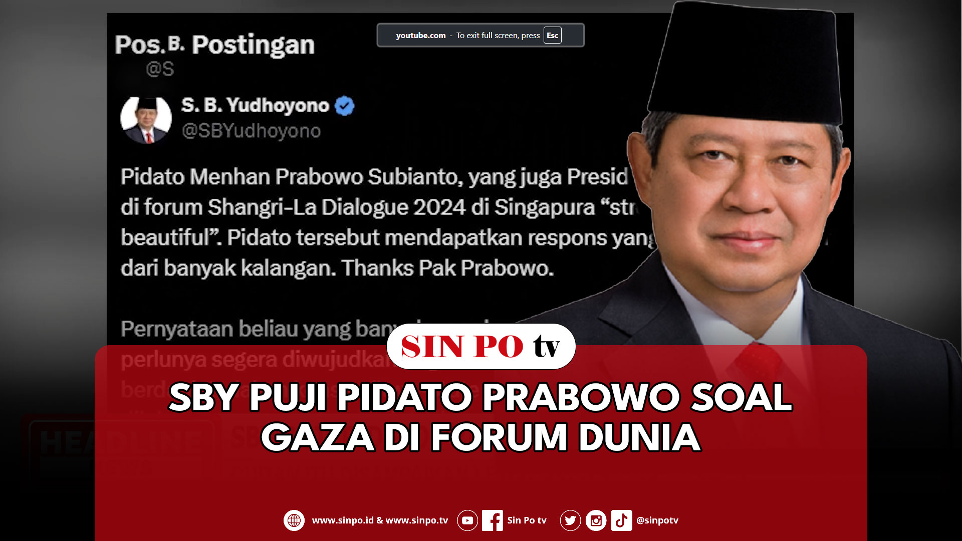 SBY Puji Pidato Prabowo Soal Gaza Di Forum Dunia