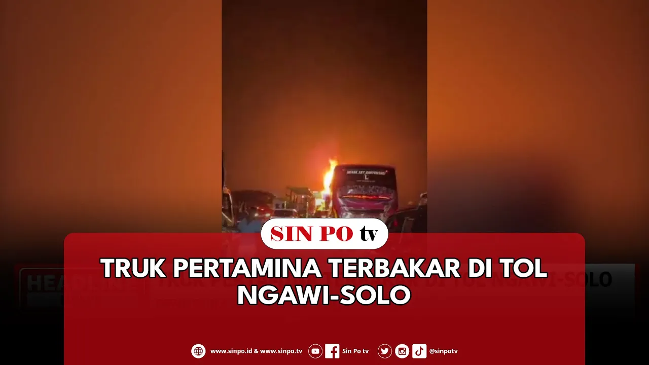 Truk Pertamina Terbakar Di Tol Ngawi-Solo