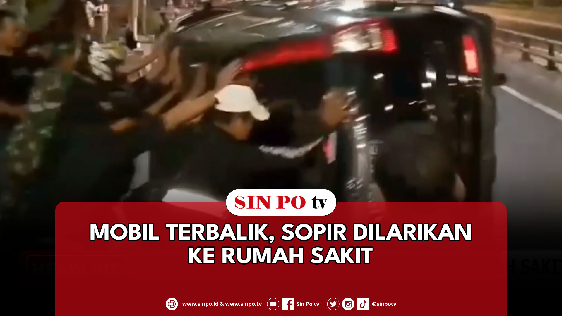 Mobil Terbalik, Sopir Dilarikan Ke Rumah Sakit