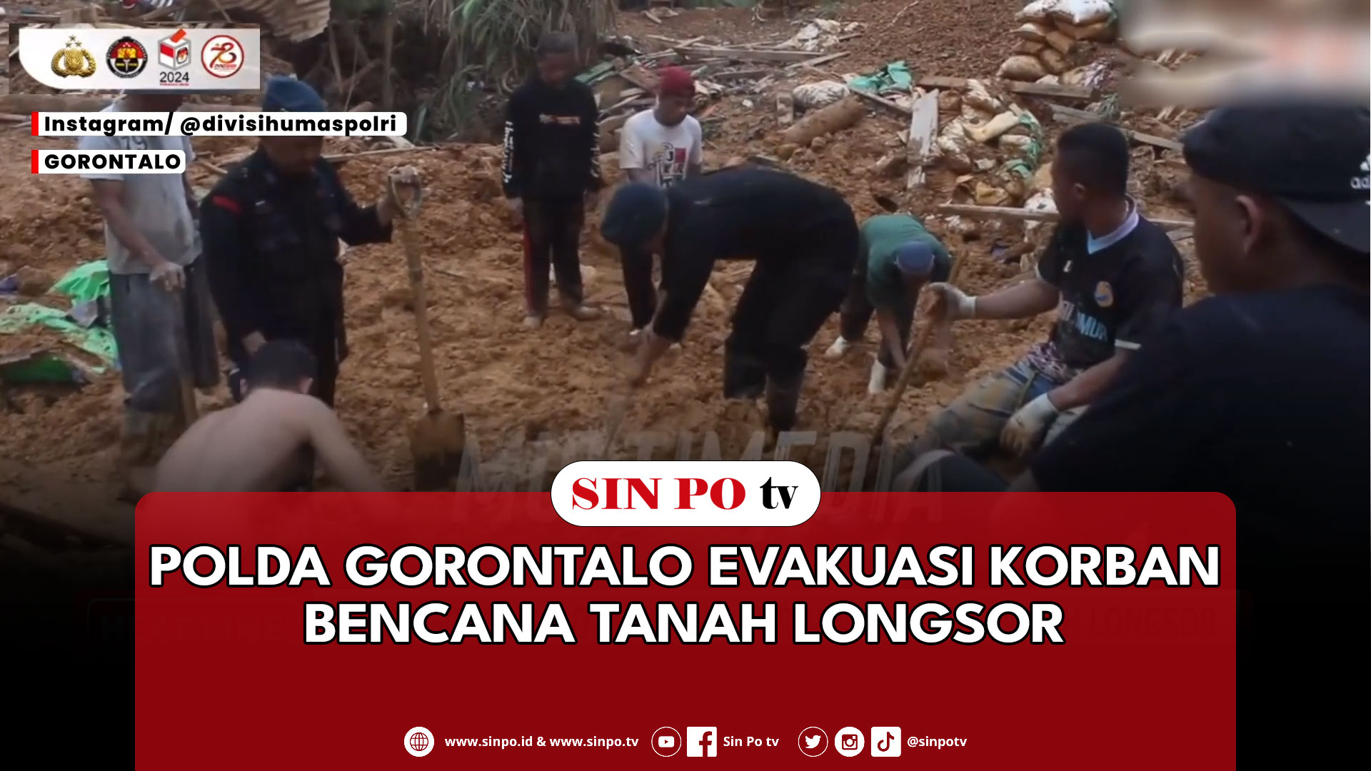 Polda Gorontalo Evakuasi Korban Bencana Tanah Longsor