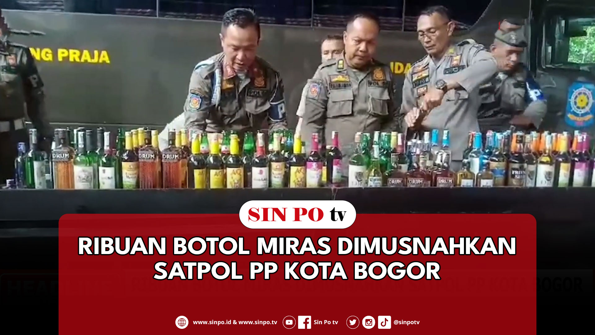 Ribuan Botol Miras Dimusnahkan Satpol PP Kota Bogor