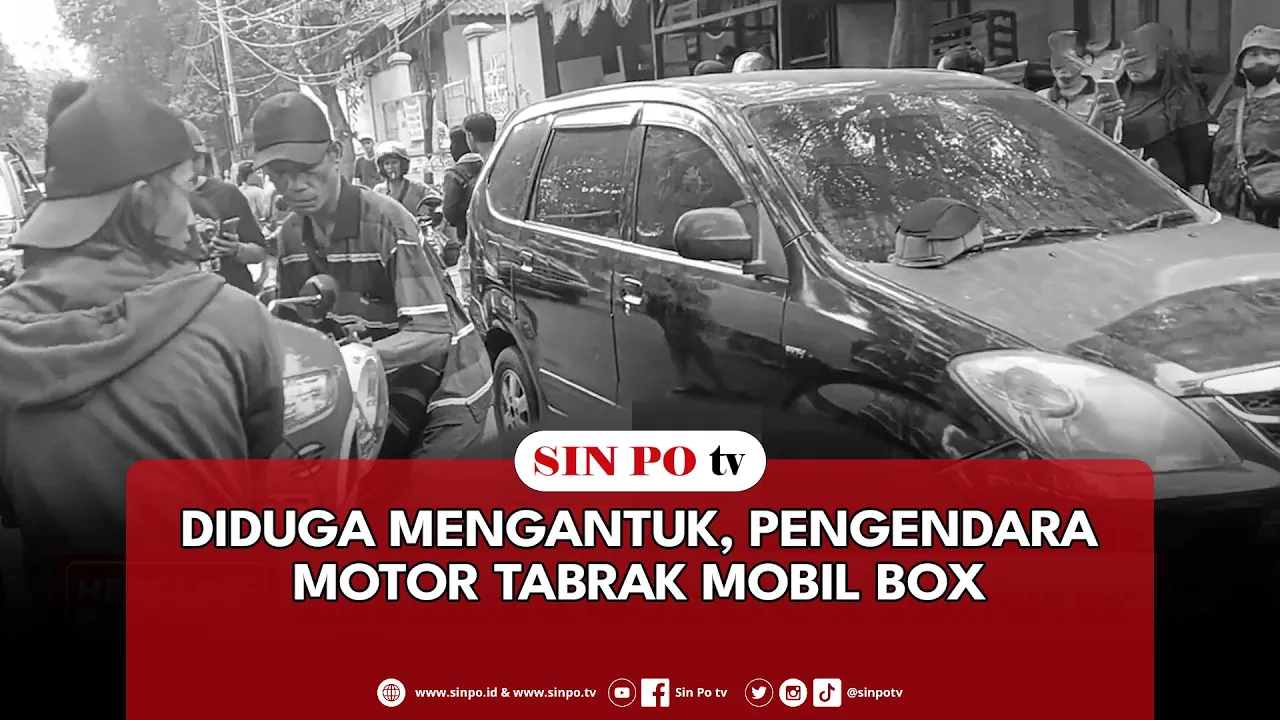 Diduga Mengantuk, Pengendara Motor Tabrak Mobil Box