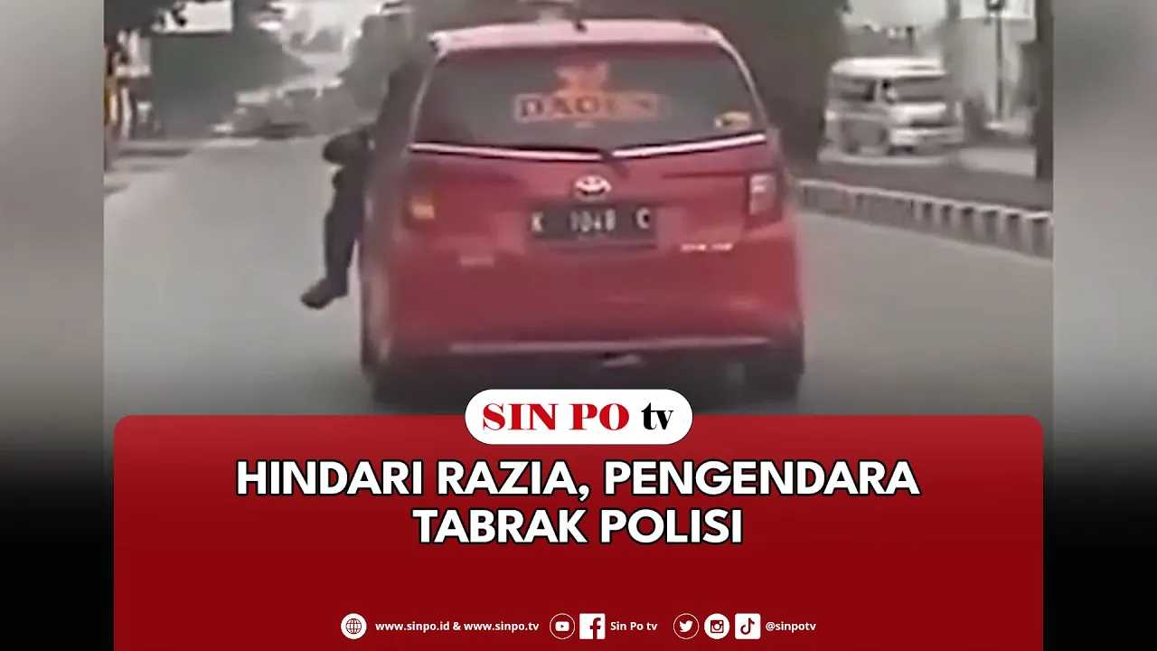 Hindari Razia, Pengendara Tabrak Polisi