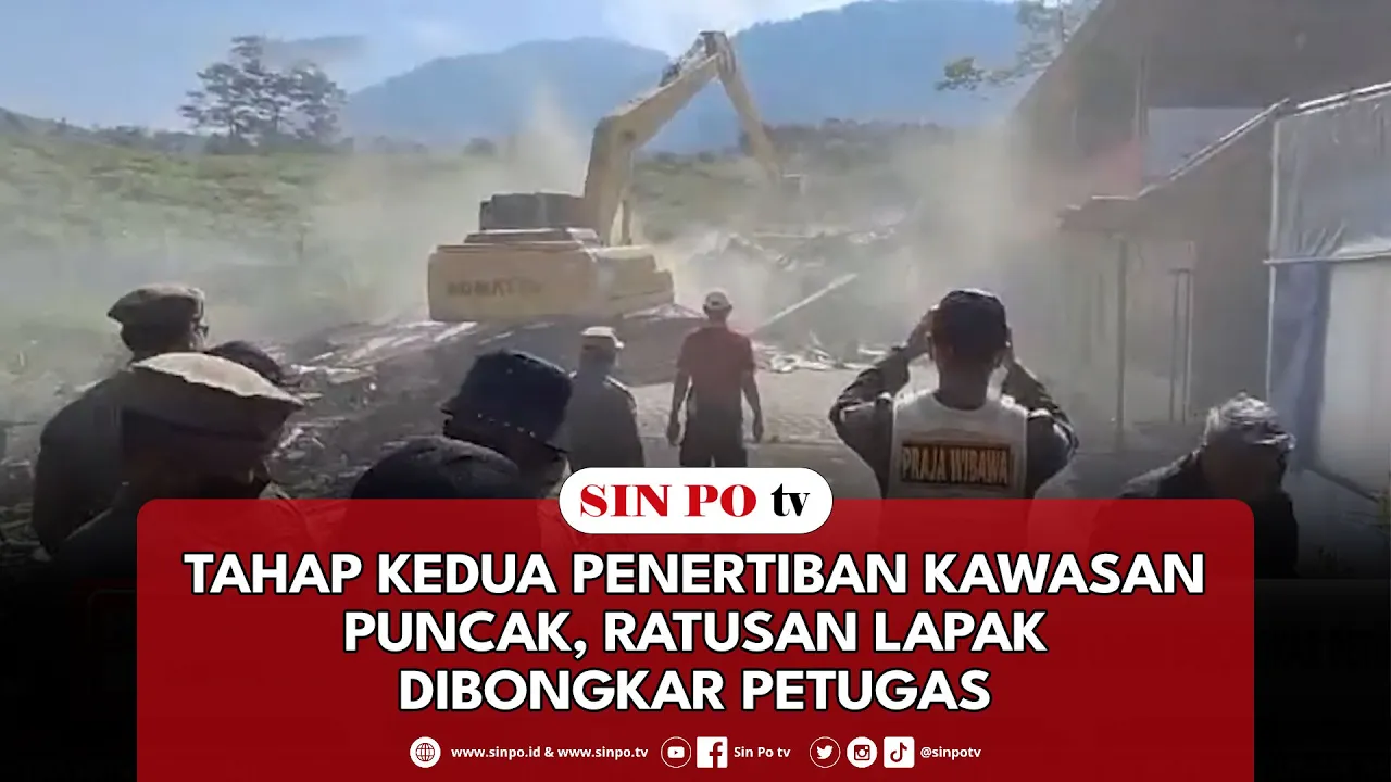 Tahap Kedua Penertiban Kawasan Puncak, Ratusan Lapak Dibongkar Petugas