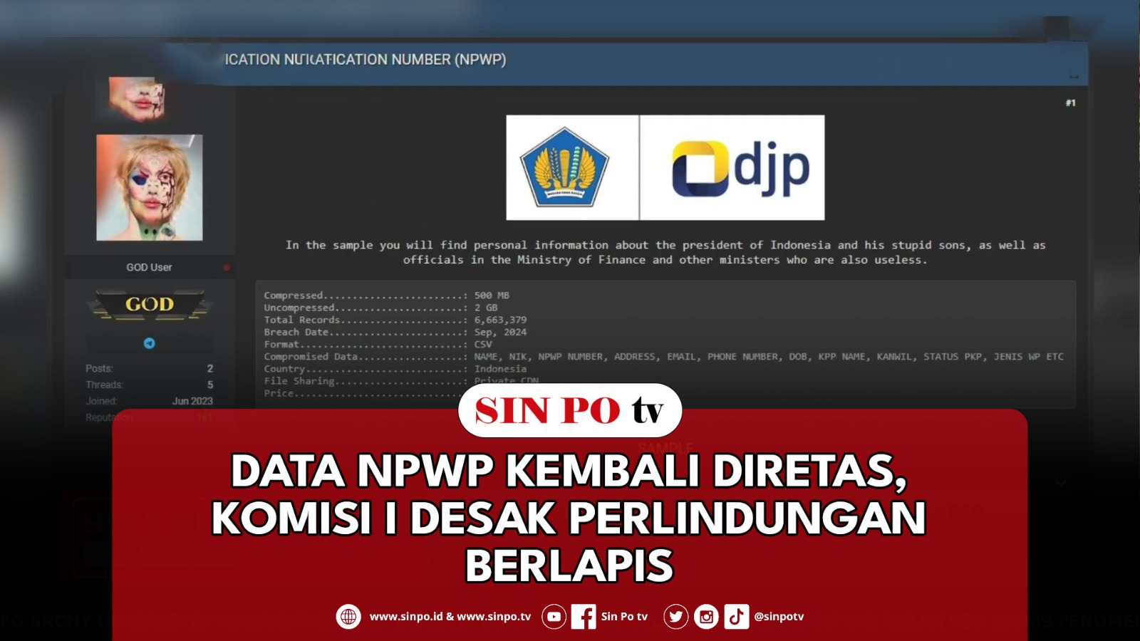 Data NPWP Kembali Diretas, Komisi I Desak Perlindungan Berlapis