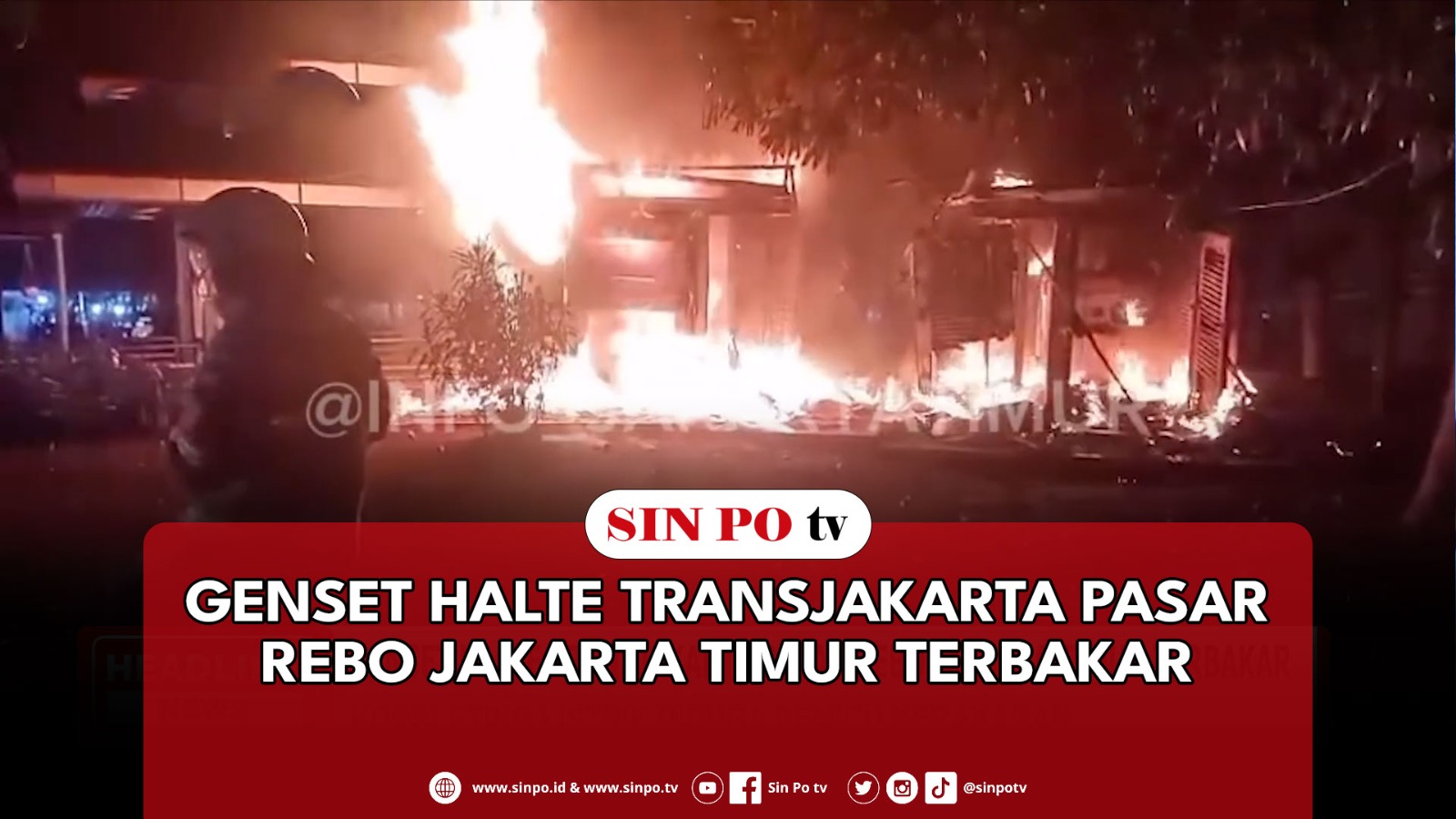 Genset Halte Transjakarta Pasar Rebo Jakarta Timur Terbakar