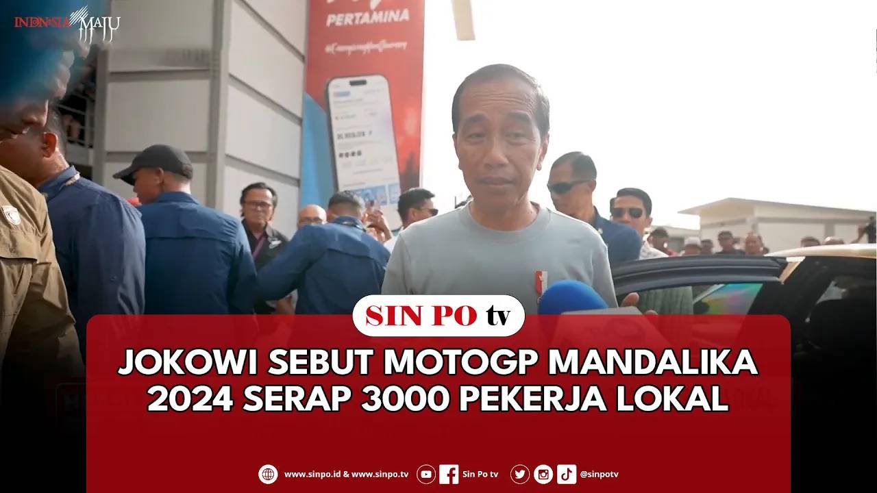 Presiden Joko Widodo menyatakan bahagia karena perhelatan MotoGP mandalika 2024 mampu menyerap 3000 tenaga kerja lokal. Kepala Negara juga mengapresiasi adanya perkembangan dalam penyelenggaraan MotoGP di Indonesia yang memasuki tahun ketiga.