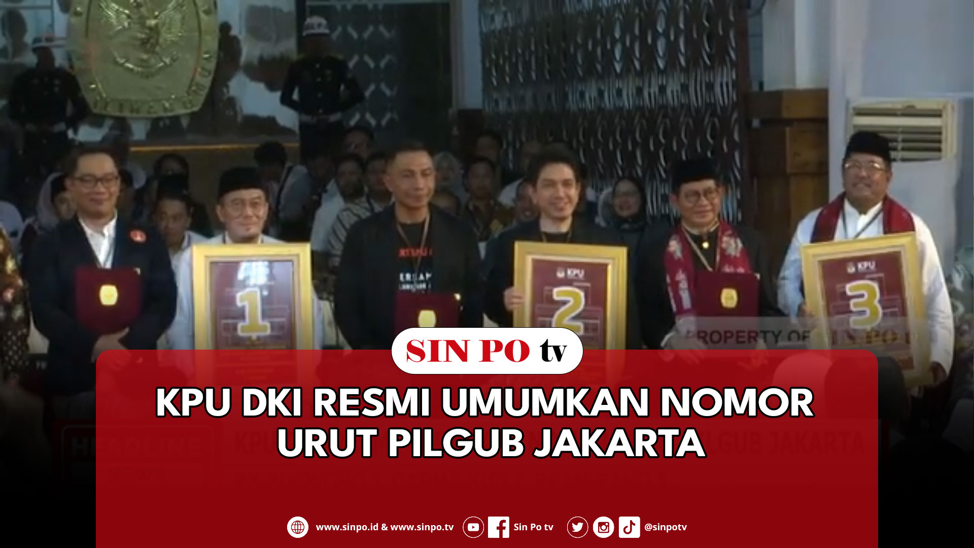 KPU DKI Resmi Umumkan Nomor Urut Pilgub Jakarta
