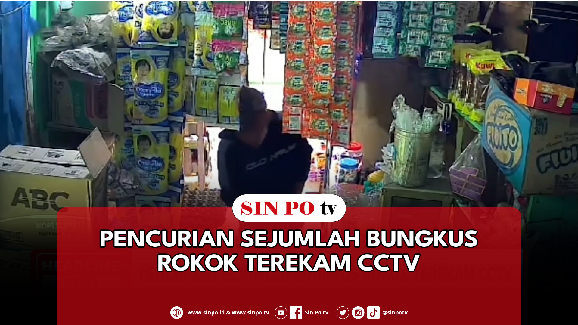 Pencurian Sejumlah Bungkus Rokok Terekam CCTV