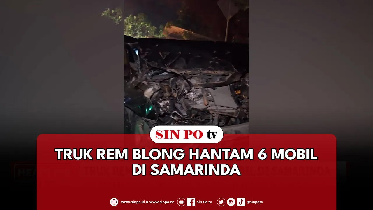 Truk Rem Blong Hantam 6 Mobil Di Samarinda