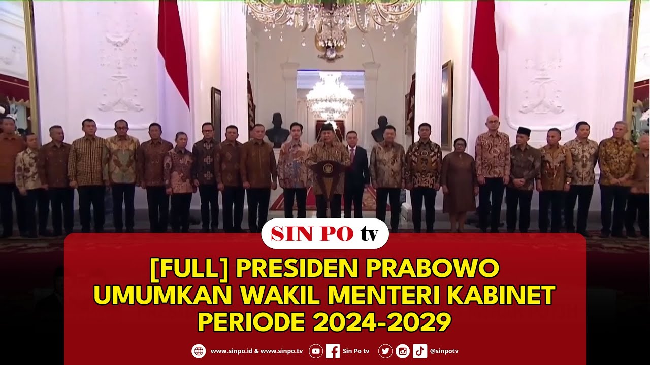 [Full] Presiden Prabowo Umumkan Wakil Menteri Kabinet Periode 2024-2029