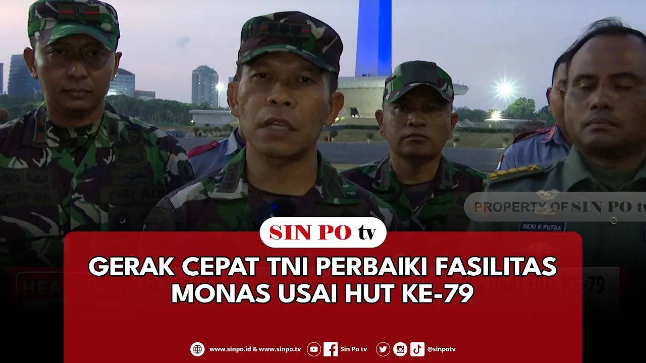 Gerak Cepat TNI Perbaiki Fasilitas Monas Usai HUT Ke-79