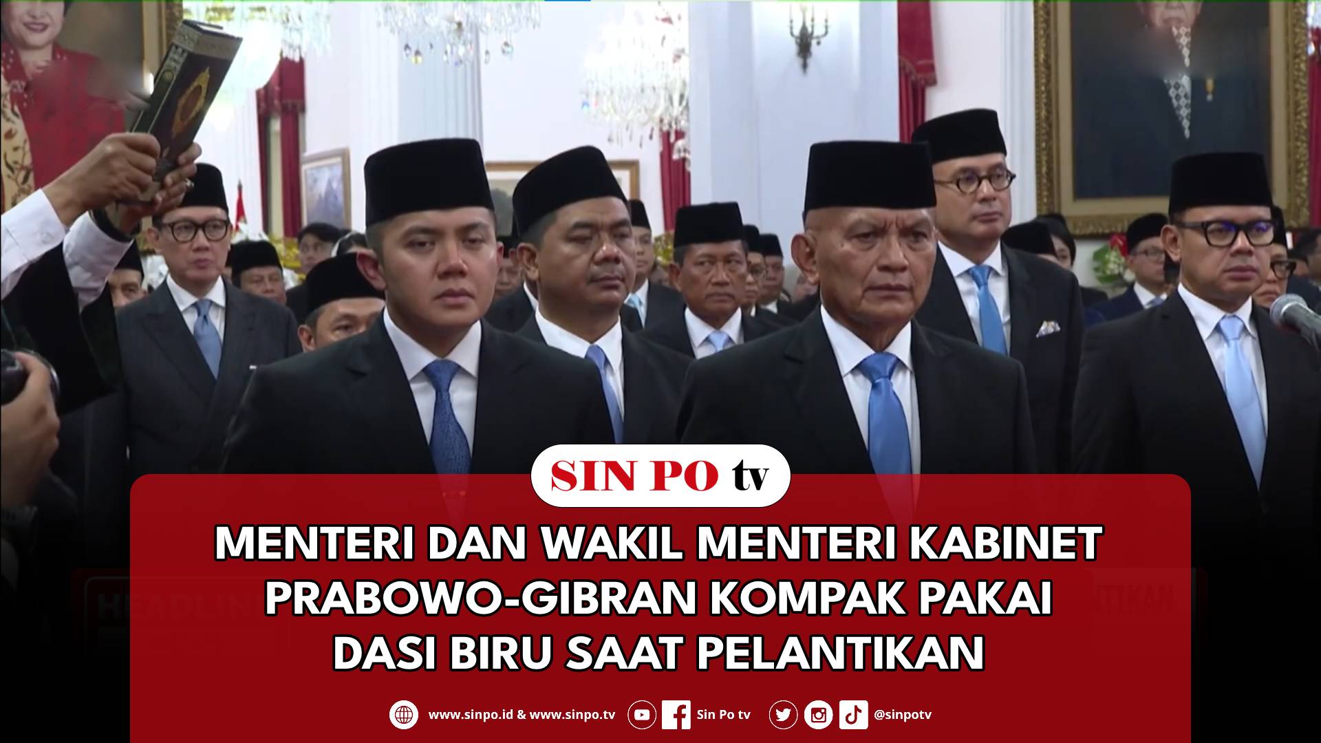 Menteri Dan Wakil Menteri Kabinet Prabowo-Gibran Kompak Pakai Dasi Biru Saat Pelantikan